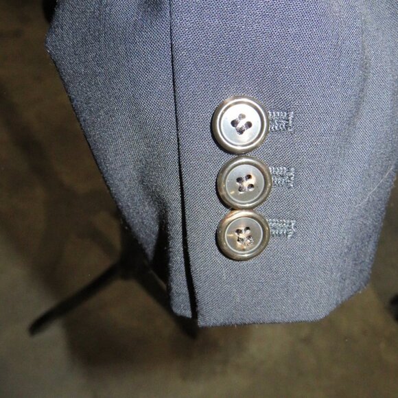 ESCADA Navy 100% Italian Wool Silk Suit Blazer Jacket size 42 US 12 - Picture 5 of 9